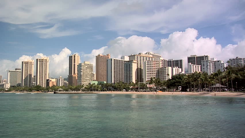 Hotel Row of Waikiki Beach, Honolulu, Hawaii