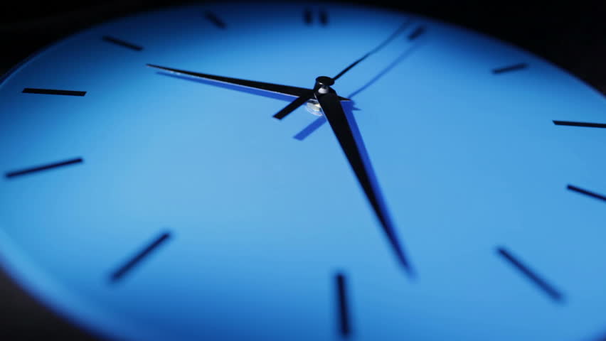 Blue clock. Real time.