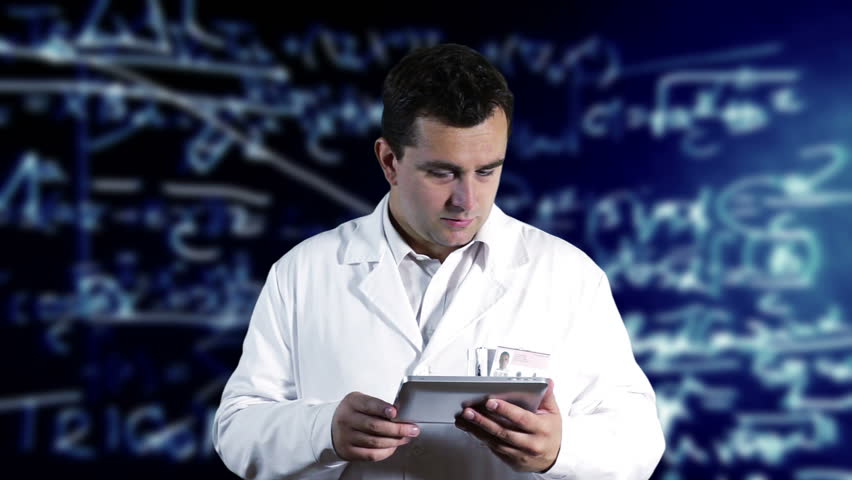 Scientist Using Tablet PC Scientific Mathematics Background