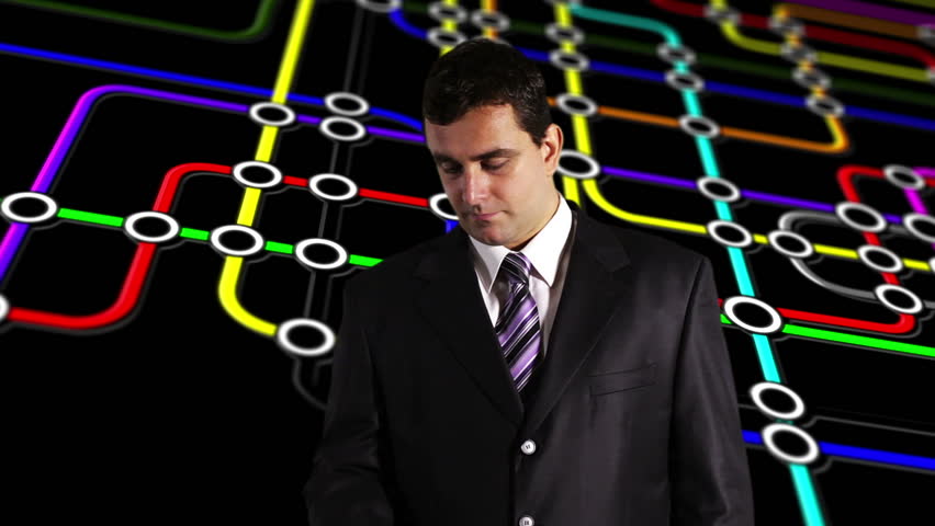 Young Businessman Talking Phone Network BG 2