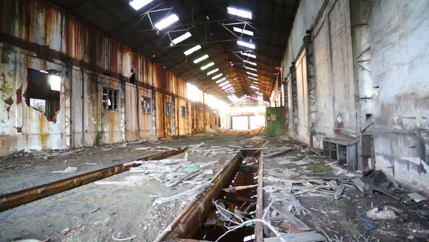 Deserted factory, Interior of old mine of Tharsis, Andalusia, Spain
