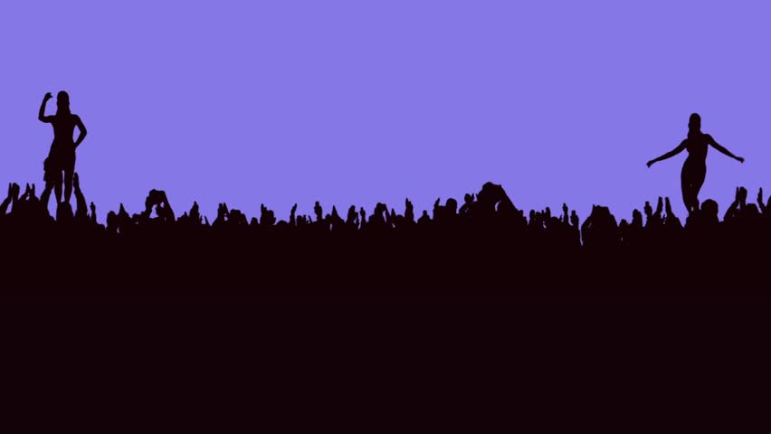 Crowd of people. Violet background, slow zoom. These people are real, shot on green screen. Check out other files from this series.