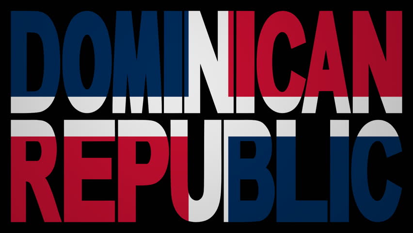 Dominican Republic text with fluttering flag animation