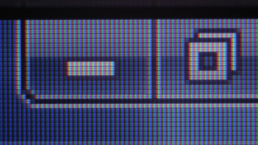 extreme close-up of liquid crystal display pixels displaying hide to tray buton at work concept pixel visible