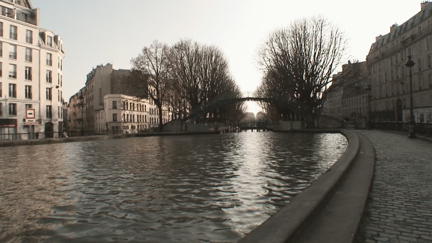 Saint Martin canal in Paris during winter.