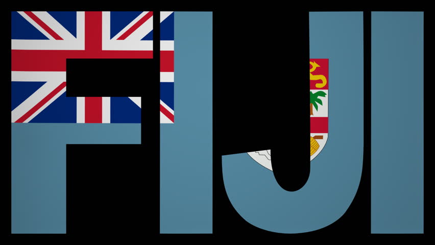 Fiji text with fluttering flag animation