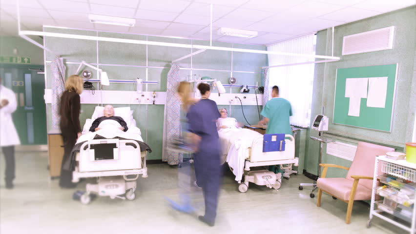 Time lapse footage of the bustle and activity on a UK hospital ward