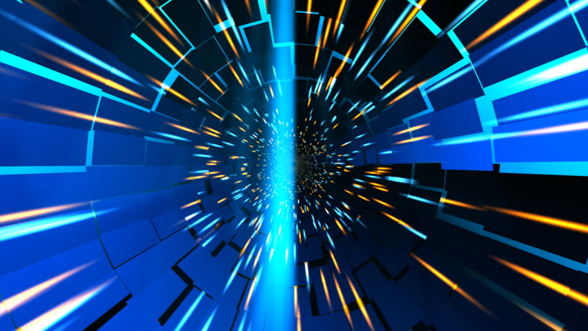 Shining Blue Tunnel - Motion Graphic 52 (HD) - Motion graphic with blue tunnel made from geometric segments and lights.