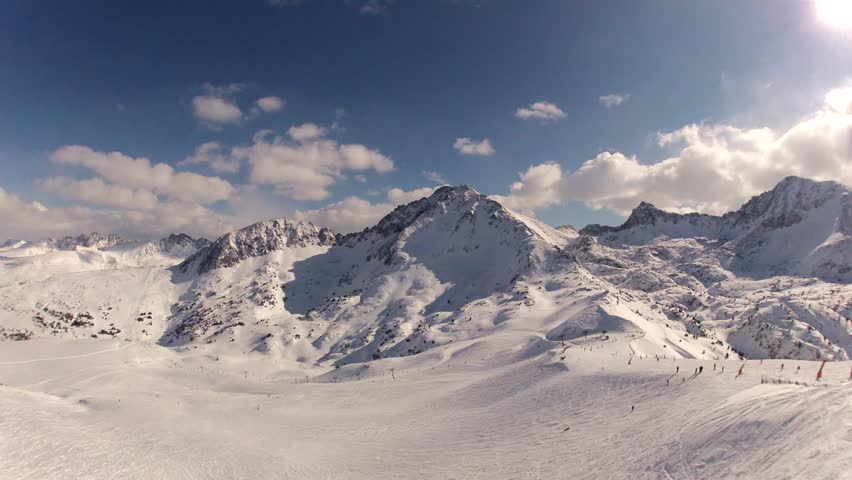 Snow Mountains Clouds Timelapse, Andorra, Pyrenees.