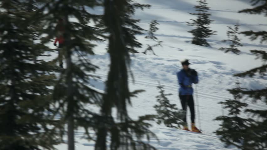 Mt. Washington B.C. Canada - Feb 10, 2013: Cross country skiers on Mount Washington. Mount Washington is a mountain on the eastern edge of the Vancouver Island Ranges of British Columbia and the site of the popular Mount Washington Alpine Resort. 