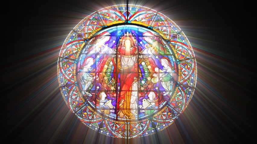 Stained Glass Jesus with light rays (Loop)