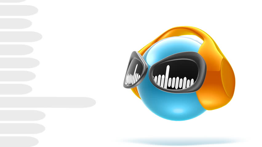 Dancing DJ with equalizer in glasses. Available alpha channel (luma) 