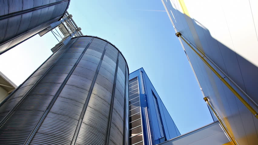 Silo, grain tank.Low angle view,moving image