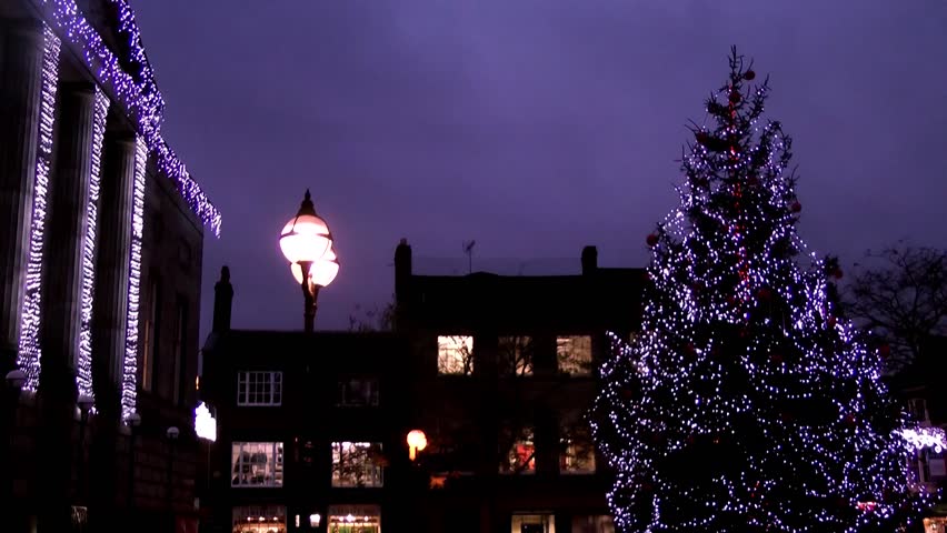 Christmas Tree and Civic Building -  Shire Hall, Market Square, Staffordshire, England