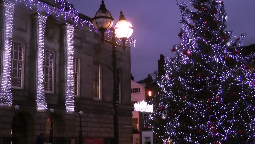 Christmas Tree and Civic Building - Shire Hall, Market Square, Staffordshire, England