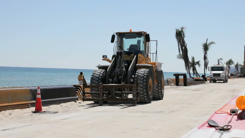 FORT LAUDERDALE- MARCH 6: Footage of Fort Lauderdale Beach undergoing reconstruction from rough tides causing erosion March 6, 2013 in Fort Lauderdale, Florida. 
