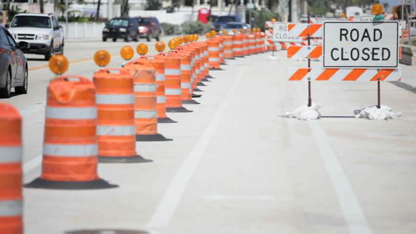 FORT LAUDERDALE - MARCH 6: Street lanes closed on A1A due to beach erosion and intrusion  March 6, 2013 in Fort Lauderdale, Florida. 