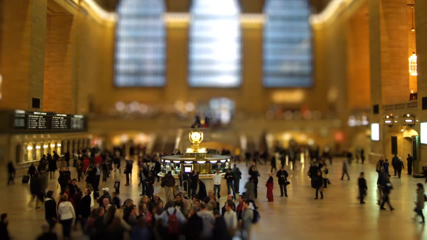 NEW YORK - MARCH 23: (Time lapse) People cross the Main Concourse of Grand Central Terminal on March 23, 2011 in New York, New York. Tilt-shift effect.