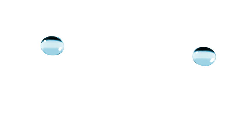 Blue Drops collision in slow motion closeup. White background. HD 1080. 