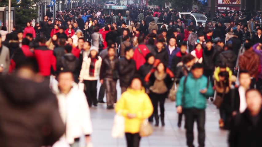 Busy Anonymous Crowd. Traffic on Nanjing Road, Shanghai