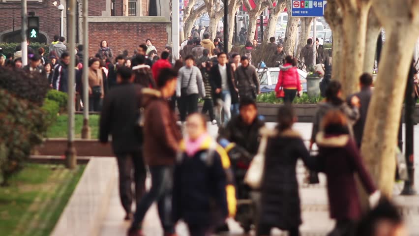 Slow Motion of Busy Street Traffic in Shanghai, China