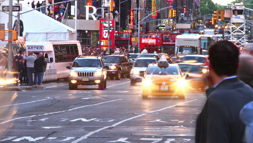 NEW YORK CITY - MAY 21: Timelapse of Times Square traffic at evening, on May 21, 2012 in New York