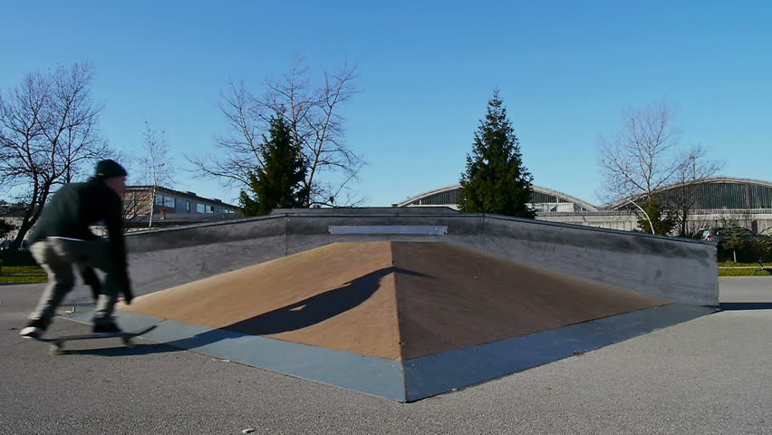 Skateboarder doing flip trick