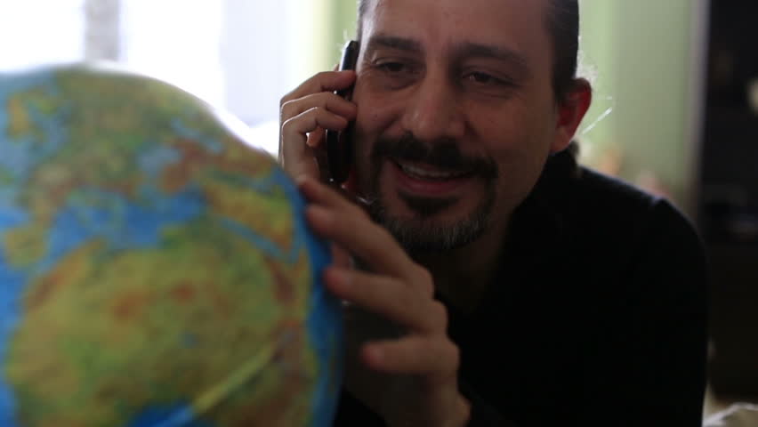 man talking travel agency and buying world travel