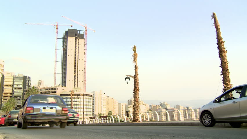 AL RAOUCHE, BEIRUT - CIRCA 2012:  Cars in traffic on Corniche in Al-Raouche 