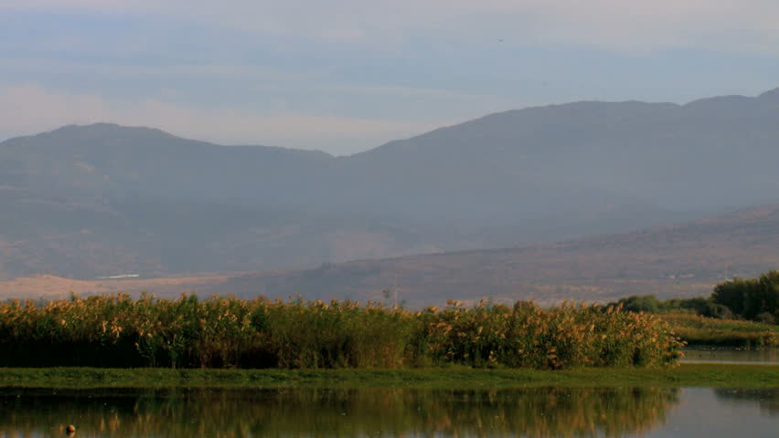  Hula valley with hermon mountain in the background is Israel. 