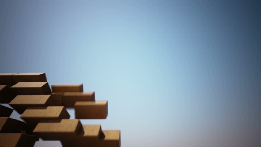 CG animation of high brick wall building up.