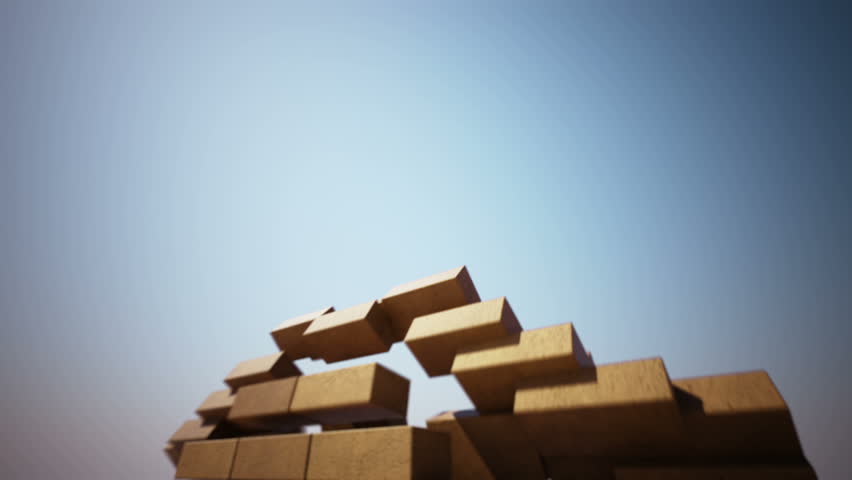 CG animation of high brick wall building up.