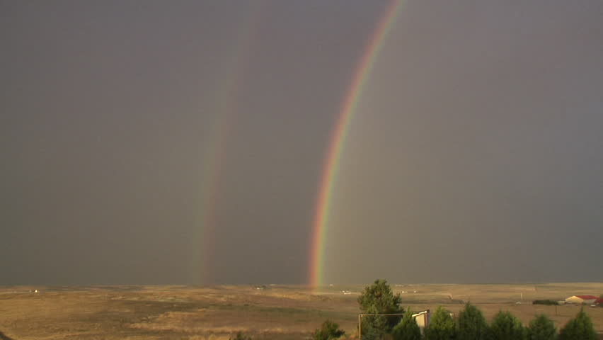Double Rainbow. Notice how colors are reversed in the secondary (outer) rainbow