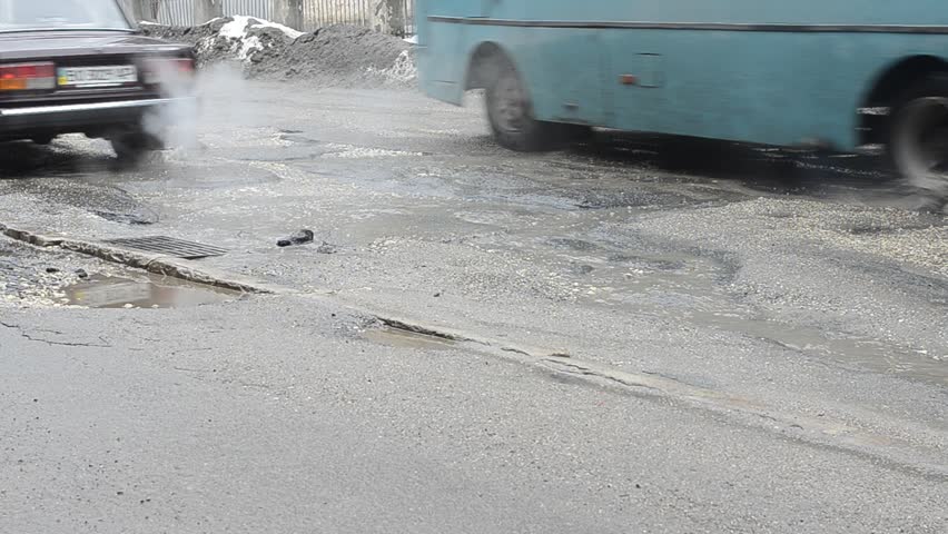 potholes on the roads