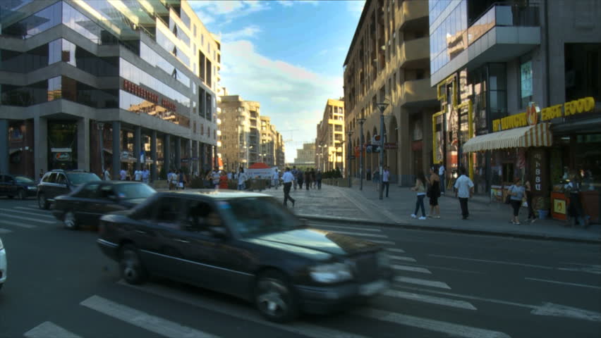 Yerevan, Armenia - CIRCA 2012: Armenian people walking at Northern avenue, Yerevan