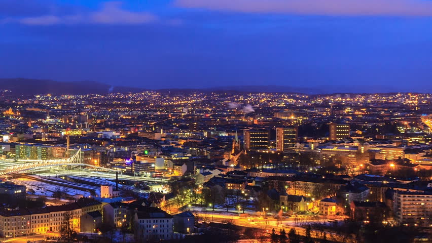 Dawn over Oslo, Norway. 