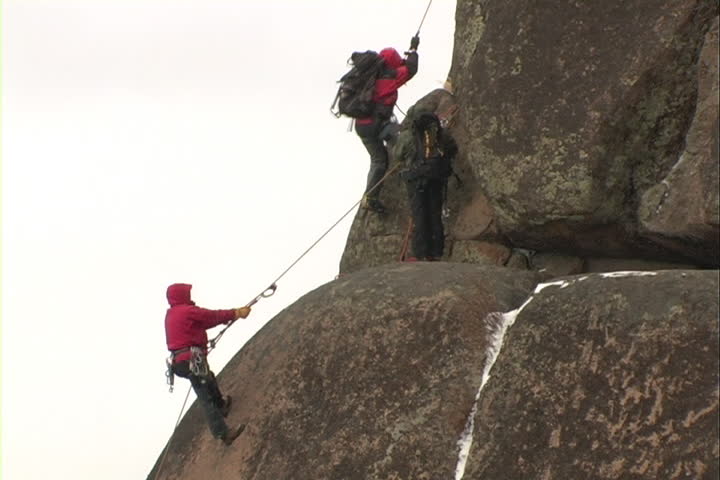 The Ascent of the climber on rope.