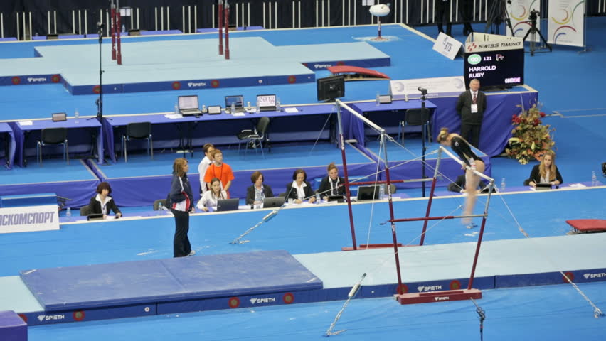 MOSCOW - APR 19: 2013 European Artistic Gymnastics Championships. Ruby Harrold - British gymnast in Olympic Stadium on April 19, 2013 in Moscow, Russia