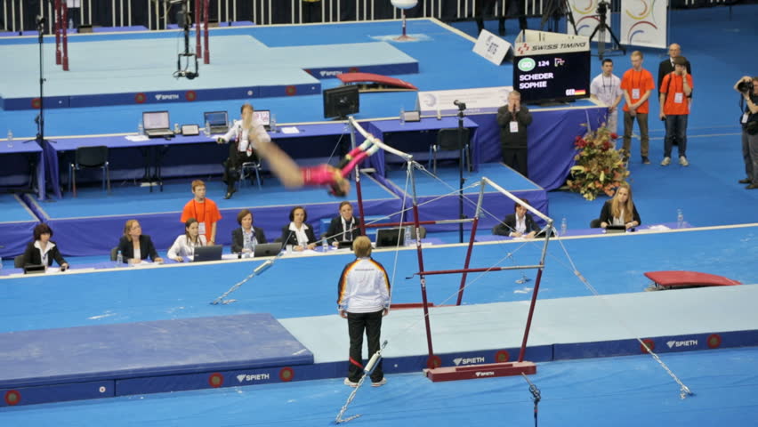 MOSCOW - APR 19: 2013 European Artistic Gymnastics Championships. Sophie Scheder - German gymnast in Olympic Stadium on April 19, 2013 in Moscow, Russia