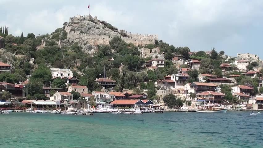 Simena fortress from the sea view on go, zoom in