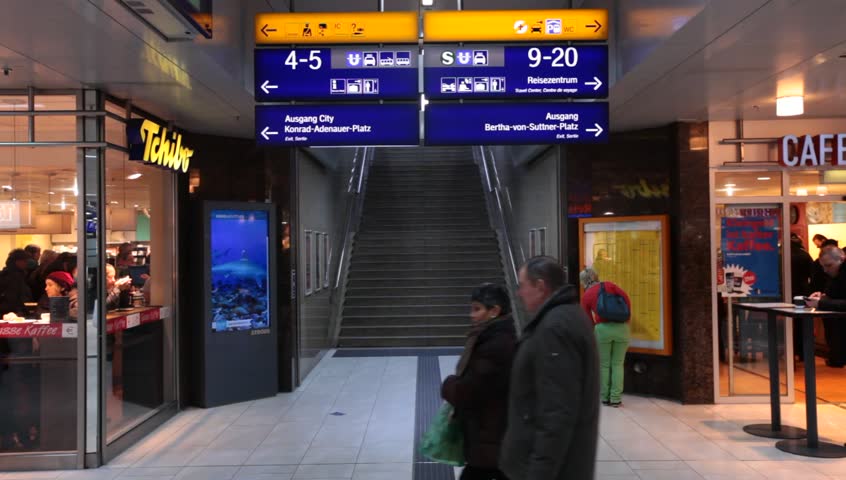 DUSSELDORF, GERMANY â MARCH 8: The Central station offers all modes of rail transport and is frequented by more than a quarter million passengers per day. March 8, 2013,  DÃ¼sseldorf, Germany
