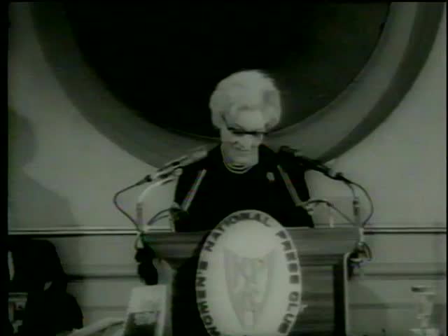 Margaret Chase Smith announces her candidacy for president in a speech to the Woman's national Press Club, Washington circa 1964-MGM PICTURES, UNIVERSAL-INTERNATIONAL NEWSREEL, USA, filmed in 1964