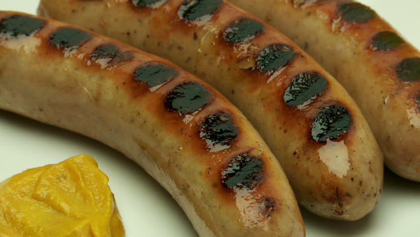 broiled bratwurst sausages rotate