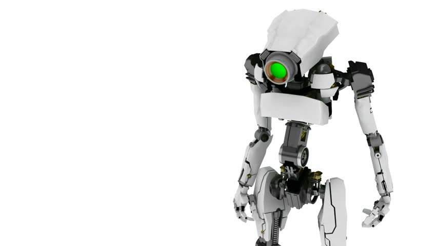 Slim 3d Robot looking around animation