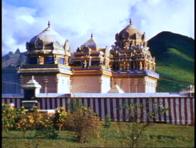 Mauritius, Hindu Temple, very colorful, medium wide shot