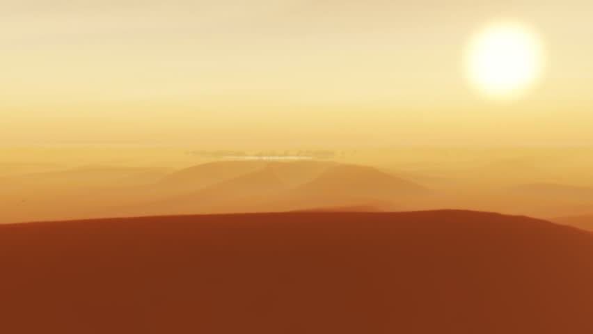 (1091) Desert in Egypt and Sahara like environment with sunset sand storm. Nice aerial flight over dunes to oasis