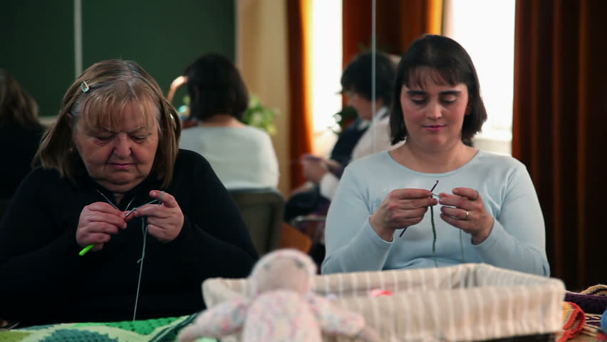 Shot of participants of the Knitting course during the class