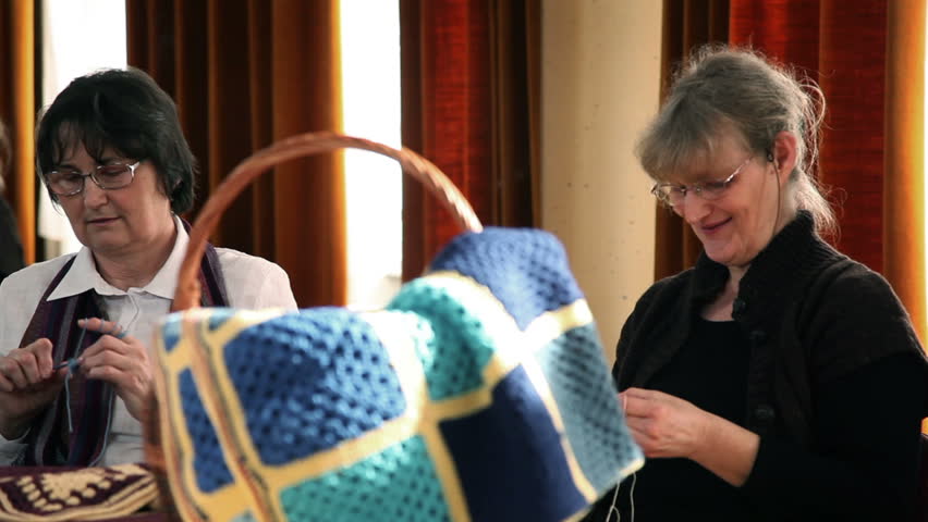Shot of participants of the Knitting course during class