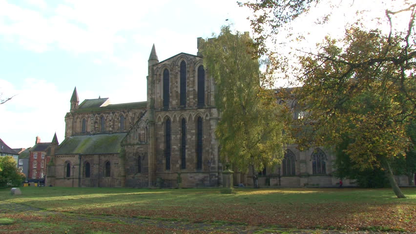 The beautiful abbey church of Hexham Abbey in Northumberland.