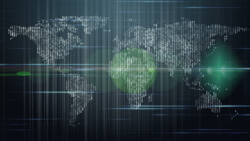 technology map with continents and lights, loop HD 1080p